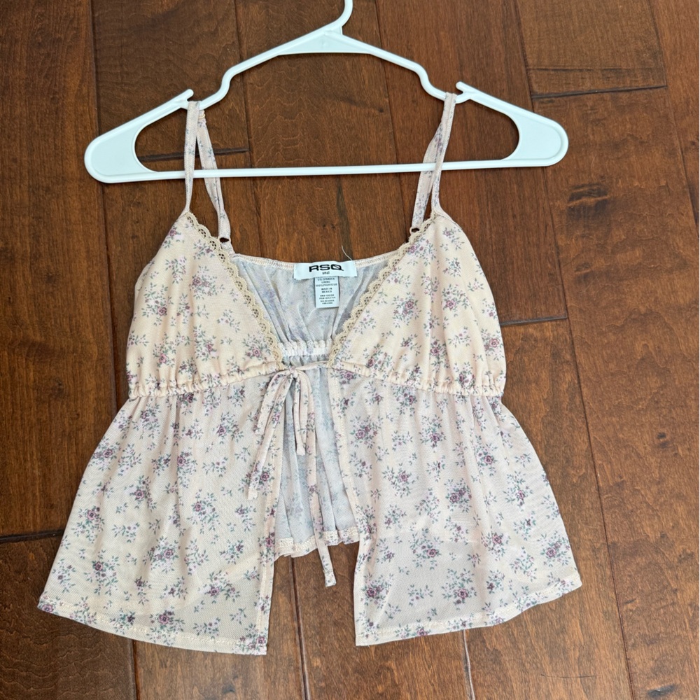 Floral Beige Babydoll Crop Top